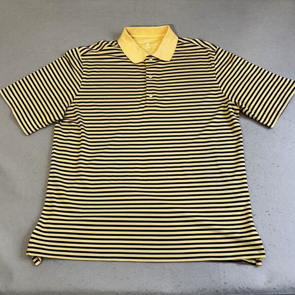 Vtg Fairway Greene Golf Polo Mens XL Black Yellow Striped Tech 1/4 Button Shirt - Picture 1 of 7